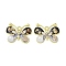 Rack Plating Alloy Enamel Pendants, with Resin, ABS Imitation Pearl Beads, Rhinestone and Glass Beads, Cadmium Free & Nickel Free & Lead Free, Butterfly, Black, 29x37.5x8mm, Hole: 2.5mm