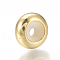 Brass Beads, with Rubber Inside, Slider Beads, Golden, 7.5x4mm, Rubber Hole: 1.2mm