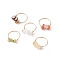 Natural Gemstone Chips Beaded Finger Rings, Light Gold Plated Copper Wire Wrap Jewelry for Women, US Size 8 1/2(18.5mm)