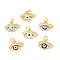 Rack Plating Brass Micro Pave Clear Cubic Zirconia Charms, with Jump Rings and Enamel, Cadmium Free & Lead Free, Evil Eye, Golden, Mixed Color, 10.5x15x3.5mm, Hole: 3.4mm