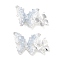 Natural Crystal Quartz Butterfly Links, Brass Micro Pave Clear Cubic Zirconia Insect Connector Charms with Enamel, Cadmium Free & Nickel Free & Lead Free, 925 Sterling Silver Plated, 17x27.5x6mm, Hole: 1.2mm