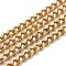 Ion Plating(IP) 304 Stainless Steel Curb Chains, Twisted Chains, Unwelded, with Spool, Real 18K Gold Plated, 7x5x2mm, about 32.8 Feet(10m)/roll