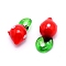 Handmade Lampwork Pendants, Strawberry, Red, 19~20.5x10~10.5mm, Hole: 2.5~3.5mm