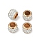 Alloy Rhinestone Clay Pave Beads, Barrel, Light Gold, 8.5x7mm, Hole: 4.9mm