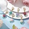 Flower Glass Seed Beads Beaded Pendant Decorations, with Golden Tone 304 Stainless Steel Lobster Claw Clasps, Mixed Color, 37mm