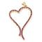 Brass Micro Pave Cubic Zirconia Pendants, Heart, Rack Plating, Long-Lasting Plated, Lead Free & Cadmium Free, Medium Violet Red, 46x31x3mm, Hole: 4.5x3.5mm