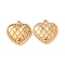 304 Stainless Steel Pendants, Ion Plating(IP), Heart, Real 18K Gold Plated, 15.5x15x4.5mm, Hole: 1.6mm