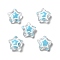Glass with Enamel Beads, Star, Deep Sky Blue, 12~13x12~13x6~6.5mm, Hole: 0.9~1.2mm