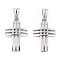 Rhodium Plated 925 Sterling Silver Pendants, Hollow Cross with 925 Stamp, Real Platinum Plated, 22.5x14x2.5mm, Hole: 3.5x6.5mm