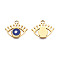 304 Stainless Steel Enamel Pendants, Real 18K Gold Plated, Evil Eye, Dark Blue, 16.5x20x2mm, Hole: 2mm