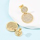 Латунные плоские круглые серьги-гвоздики с микропаве из кубических цирконий EJEW-B153-06G-3