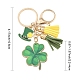 Брелки из сплава эмали и искусственной замши с кисточками и деревом ко дню святого патрика KEYC-YW00199-01-3