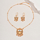 Винтажные латунные комплекты из ожерелья и серег в форме луны с кисточками из кубического циркония для женских вечеринок XZ3555-5