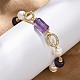 Браслеты из натуральных аметистов и жемчужин с круглыми бусинами для женщин BJEW-Q039-01G-2