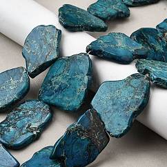 Натуральный регалит / имперская яшма / морские отложения, окрашенные, самородки, глубокое синее небо, 31.5~53.5x19~43x5~6 мм, отверстие : 1 мм, около 10~13 шт / нитка, 15.35~15.94'' (39~40.5 см)