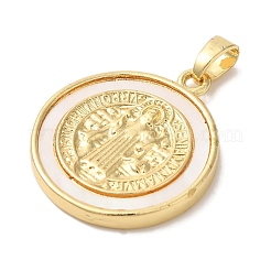 Стойка покрытие латунь паве ракушка святой бенедикт медаль подвески KK-L220-026G