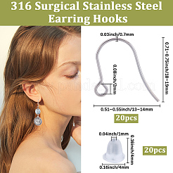 20 шт. крючки для сережек из хирургической нержавеющей стали 316&nbsp;STAS-BBC0008-56