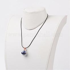 Стеклянные бутылки желая кожаный шнур кулон ожерелья NJEW-JN01614