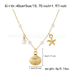 Летние пляжные ожерелья с подвеской в форме ракушки из сплава и пластика с жемчугом для женщин FS-WGF3BD7-07