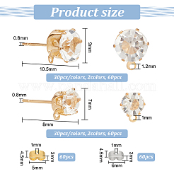120 шт. 4 шт. фурнитура для сережек-гвоздиков из железа DIY-OC0010-07