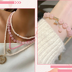 100 шт. нити круглых бусин из натурального розового кварца&nbsp;G-SP0001-19C