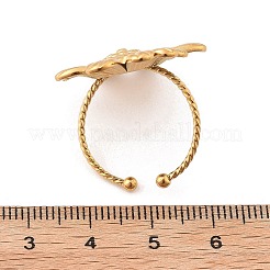 Кольцо-манжета из нержавеющей стали 304 с цветком для женщин&nbsp;RJEW-M049-04G