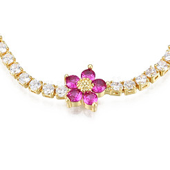 Классическое теннисное колье из кубического циркония с цветочными звеньями NJEW-N048-01E