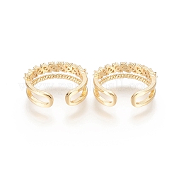 Латунные кольца из манжеты с прозрачным цирконием&nbsp;RJEW-F101-04G