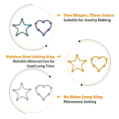 12 шт. 6 стиля ионное покрытие (IP) 304 нержавеющая сталь соединительное кольцо со стразами&nbsp;STAS-FH0002-03