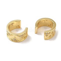 Женские серьги-каффы с кольцом из латуни с микропаве и фианитами&nbsp;EJEW-P281-07G