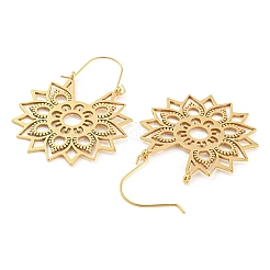 Серьги-кольца с полыми цветами из нержавеющей стали 304 EJEW-Q789-02G