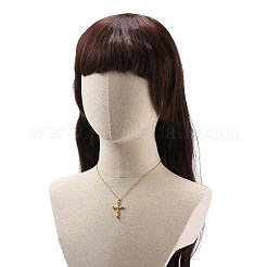 Колье с кулоном в виде креста из кубического циркония цвета фуксии&nbsp;NJEW-JN04084