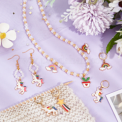 Маркеры петель с замком подвески из сплава эмали и радуги и единорога HJEW-AB00050