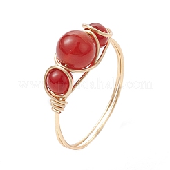 Кольца на пальцы из натуральных смешанных драгоценных камней RJEW-JR00605