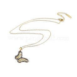 Ожерелья с подвесками в форме бабочки и стразами NJEW-F318-06G