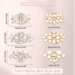 6 шт. 3 стиля съемных пряжек для обуви из сплава со стразами AJEW-PH0011-60