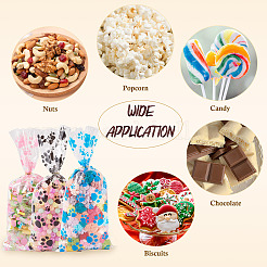 60 шт. 3-цветные прямоугольные целлофановые пакеты для хранения конфет с принтом лапы&nbsp;ABAG-TA0001-74