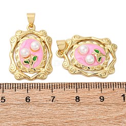 Подвески из латуни с цветочной эмалью KK-D390-17G-02