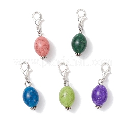 Овальный акриловый имитация бирюзового подвесного украшения&nbsp;HJEW-JM03827