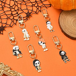 Подвеска из эмалевого сплава со скелетом на Хэллоуин HJEW-YW00033-01