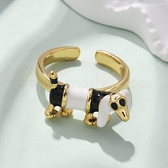 Латунные эмалевые манжетные кольца RJEW-C120-24G