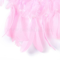 Тканая сетка/паутина ручной работы с украшением на стену из перьев HJEW-K035-04C