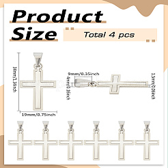 4 шт. персонализированные кресты-подвески из нержавеющей стали 201&nbsp;STAS-LP0002-62