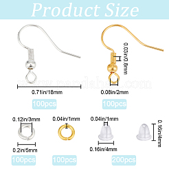 200 шт. 2 цветных латунных крючка для серег KK-SP0001-43