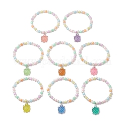 8шт 8 цвета акриловые бусины эластичные браслеты для женщин&nbsp;BJEW-JB11709