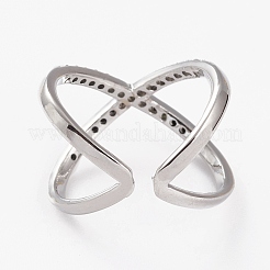 Латунные микро проложить манжеты кольца кубического циркония&nbsp;RJEW-C101-13G-C