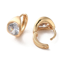 Серьги-кольца из латуни с микропаве из светлого золота и циркония EJEW-C073-09A-KCG