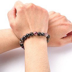 Разноцветные эластичные браслеты с турмалином&nbsp;BJEW-C259-8mm-3