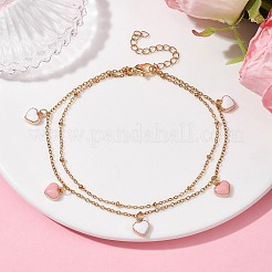 Браслет с подвеской в форме сердца из сплава эмали AJEW-AN00553