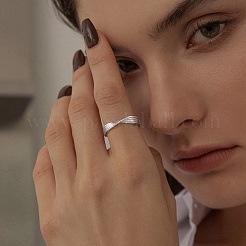 Серебряное кольцо с родиевым покрытием и 925 перекрещенной ручкой на палец RJEW-C064-33B-P